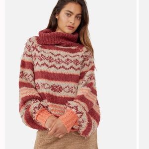 Free People Striped Cowl Neck Sweater